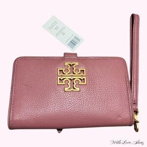 Tory Burch Britten Smart Phone Wallet - Pink Magnolia / Rolled Gold / 677